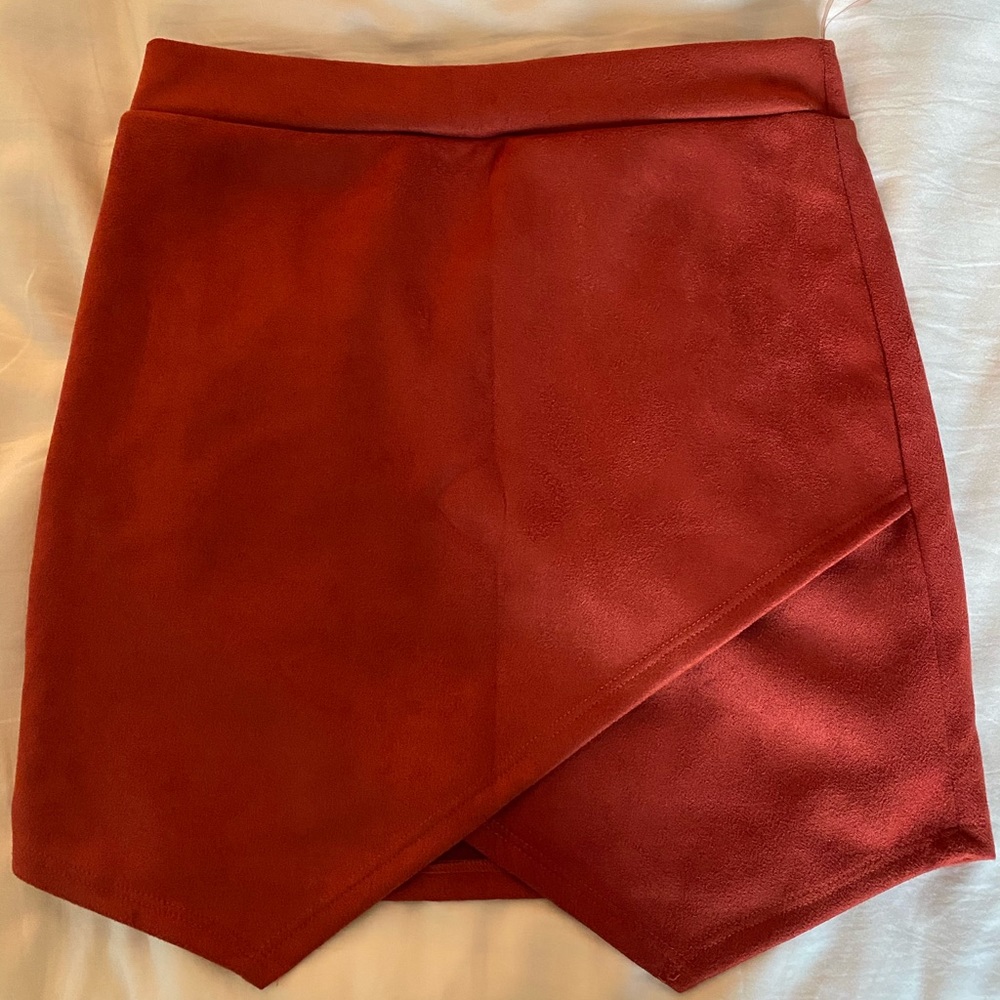 Burnt Orange Velvet Skort